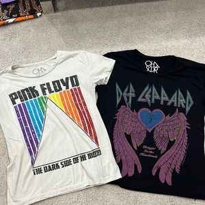 Pink Floyd and Def Leppard Set of 2 Chaser band t-shirts